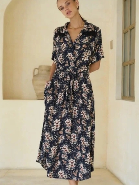 Aura Dresses & Skirts - Aura The Label Midi Dress Floral Small New Cottagecore Farmgirl Crochet